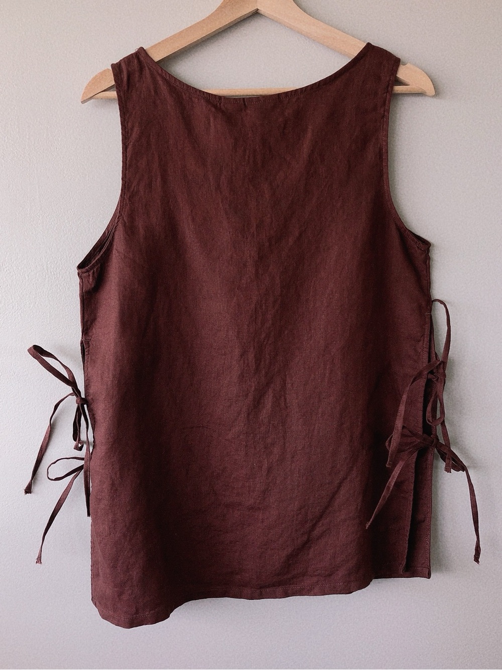Rachel Zoe 100% Linen Brown Side-Tie Tank Top women’s medium lightweight blouse
